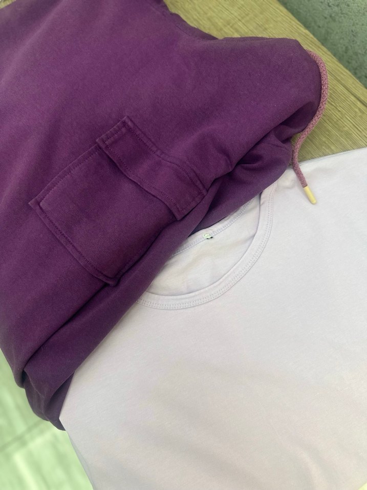 2li takım Kapüşonlu Sweatshirt ve tişört - Görsel 4