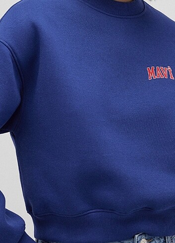 MAVİ logo Baskılı crop sweatshirt