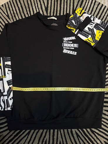 s Beden siyah Renk Kolları desenli sweatshirt