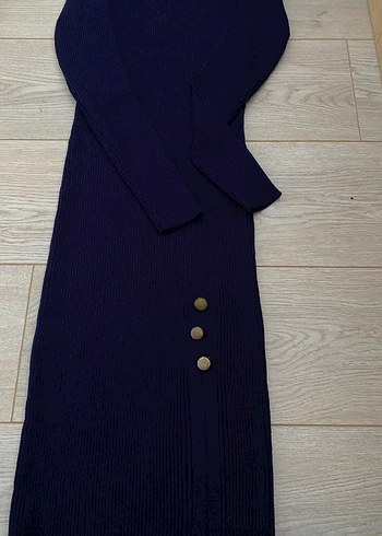 Kadın Lacivert V Yakalı Triko Elbise - Görsel 2