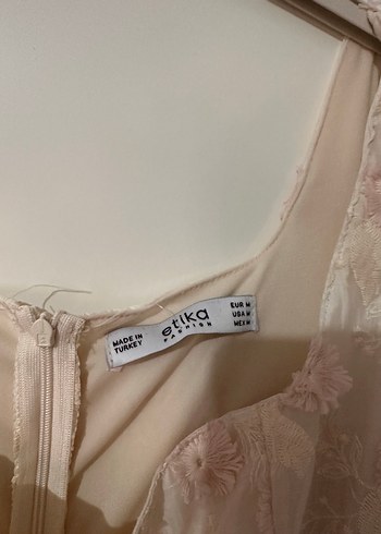 Drape Butik Bej Nakışlı Dantel Detaylı Uzun Elbise