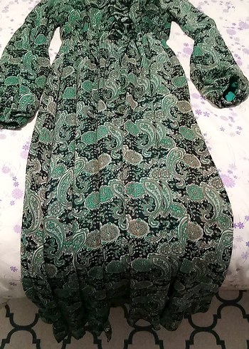 Yeşil Bohem Şifon Uzun Elbise - Görsel 2