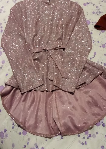 Pembe Parlak Önü Kısa Arkası Uzun Elbise - Görsel 3