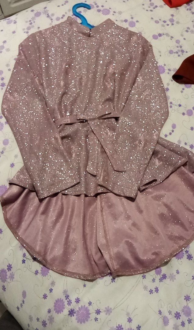 Pembe Parlak Önü Kısa Arkası Uzun Elbise - Görsel 3