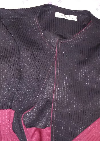 Bordo Siyah Uzun Kollu Ceket - Görsel 3