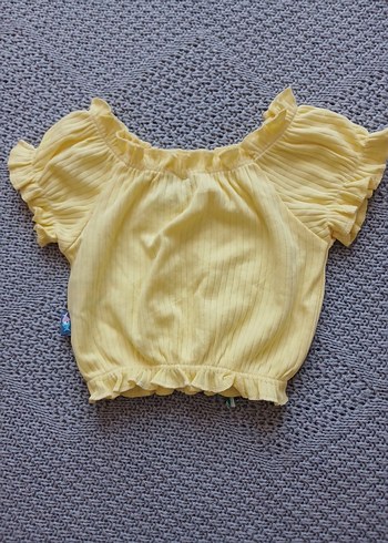 Kız Çocuk Sarı Fırfırlı Kısa Kollu Bluz - Görsel 2