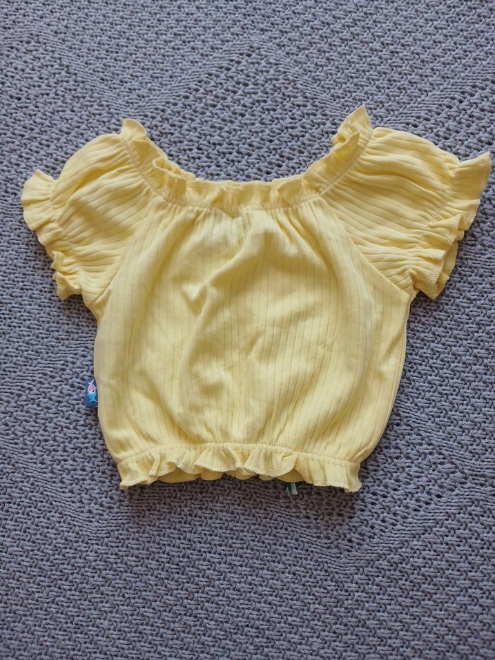 Kız Çocuk Sarı Fırfırlı Kısa Kollu Bluz - Görsel 2