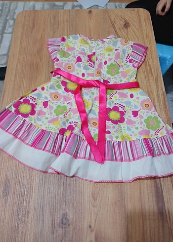 Çiçek Desenli Renkli Kız Elbisesi - Görsel 2