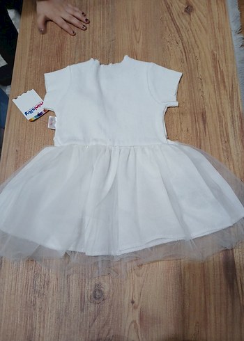 Kız Çocuk Beyaz Kiraz Nakışlı Elbise - Görsel 3