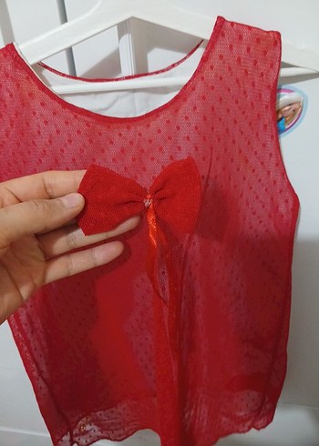 Kız Çocuk Kırmızı Dantel Detaylı elbise - Görsel 2