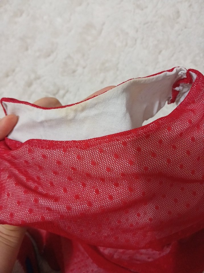 Kız Çocuk Kırmızı Dantel Detaylı elbise - Görsel 5
