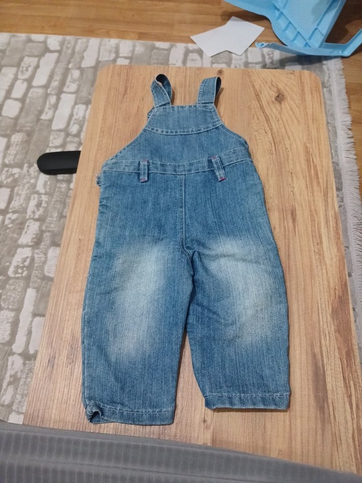 Nakışlı Mavi kız Çocuk Kot Salopet - Görsel 2