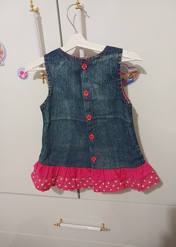 Kız Çocuk Denim Elbise Fırfırlı - Görsel 2