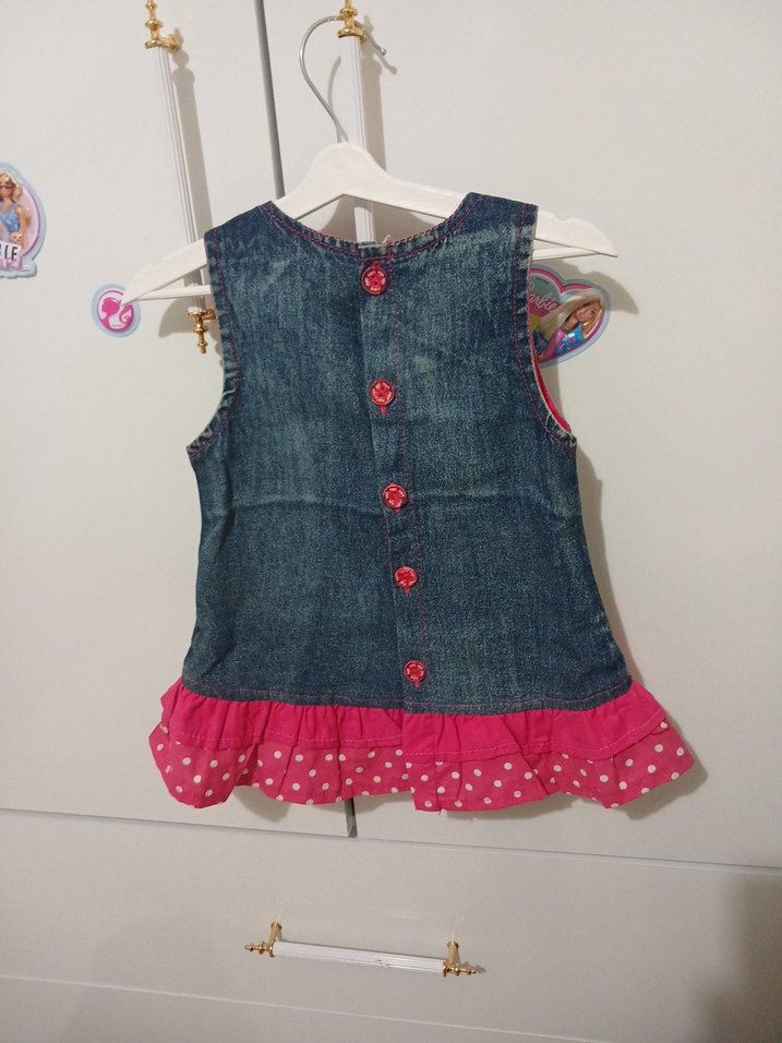 Kız Çocuk Denim Elbise Fırfırlı - Görsel 2