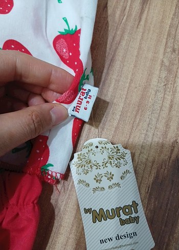 Kız Bebek Çilek Desenli Fiyonklu Takım - Görsel 3