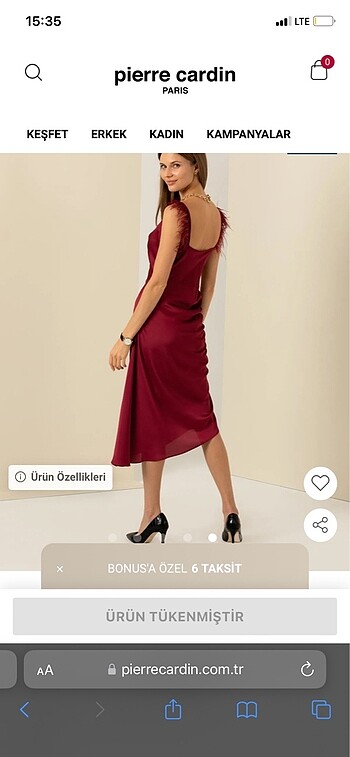 Pierre Cardin Bordo elbise