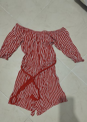 Kırmızı Zebra Desenli Mini Tulum