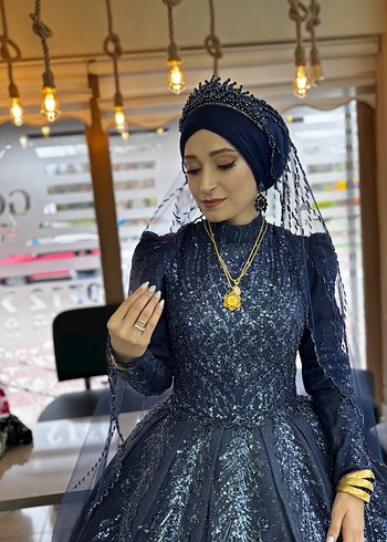 Koyu Mavi Cam Boncuklu Gotik Taç - Görsel 10