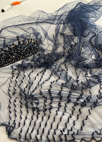 Koyu Mavi Cam Boncuklu Gotik Taç - Görsel 5