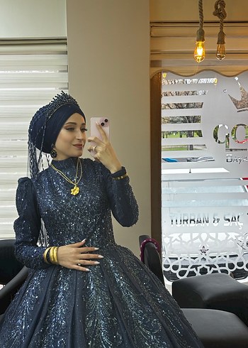 Koyu Mavi Cam Boncuklu Gotik Taç - Görsel 9