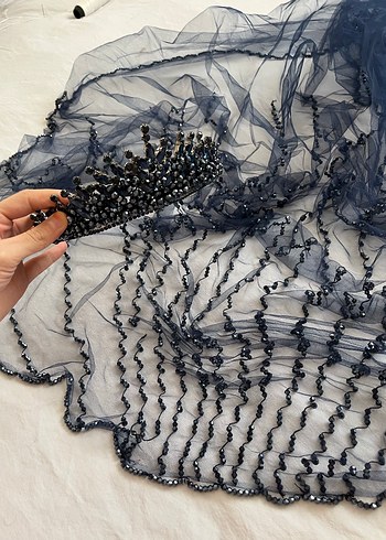 Koyu Mavi Cam Boncuklu Gotik Taç - Görsel 6