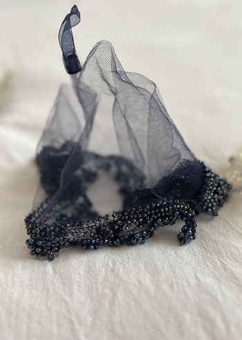 Koyu Mavi Cam Boncuklu Gotik Taç - Görsel 7