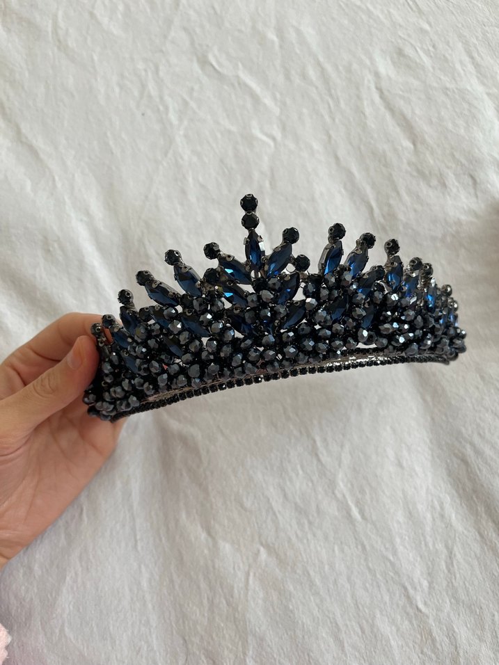 Koyu Mavi Cam Boncuklu Gotik Taç - Görsel 2