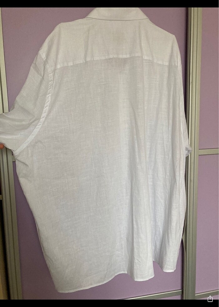 MODEXL BÜYÜK BEDEN BEYAZ KETEN GÖMLEK - Görsel 4