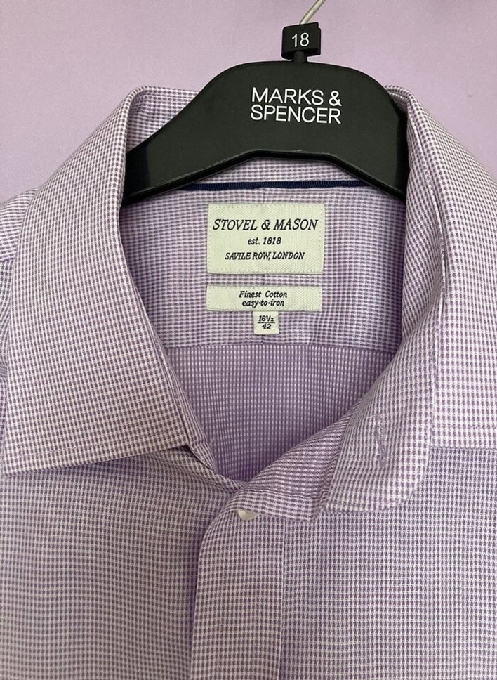 STOVAL MASON Erkek Mor Pamuklu Uzun Kollu Gömlek - Görsel 2