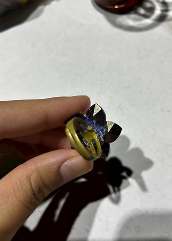 Mavi Boncuklu Çiçek Yüzük - Görsel 6