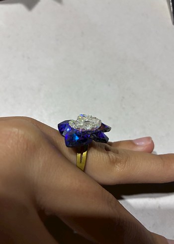 Mavi Boncuklu Çiçek Yüzük - Görsel 5