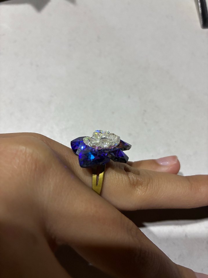 Mavi Boncuklu Çiçek Yüzük - Görsel 5