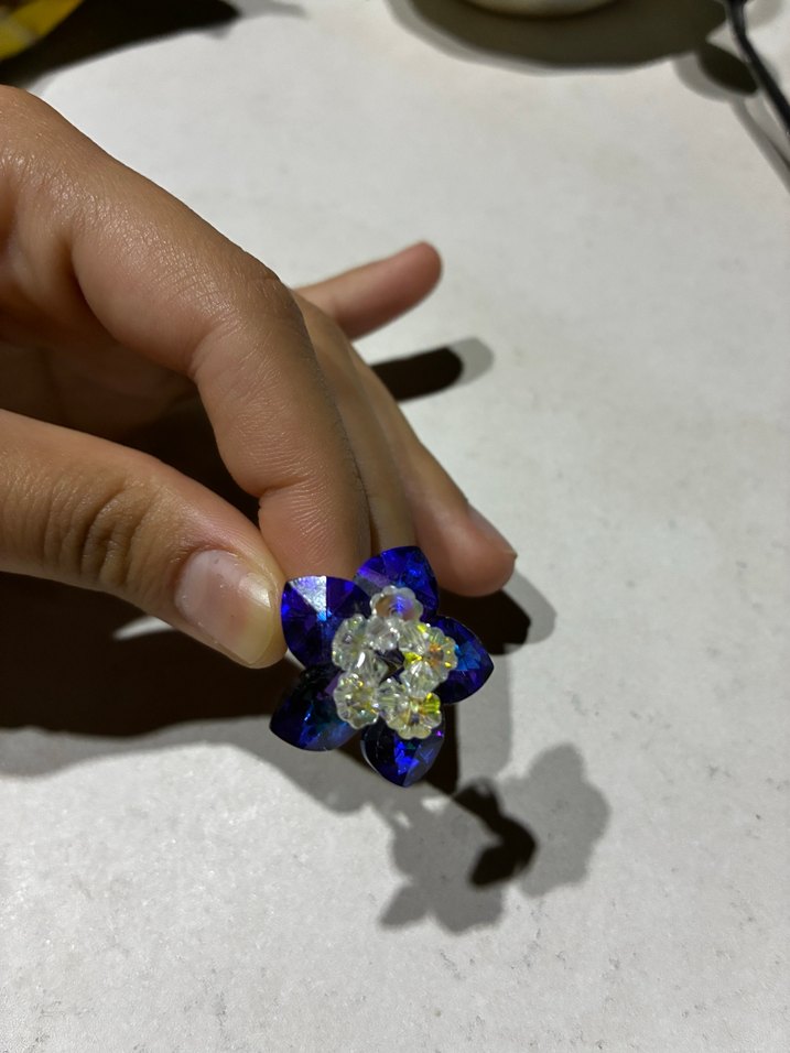 Mavi Boncuklu Çiçek Yüzük - Görsel 2