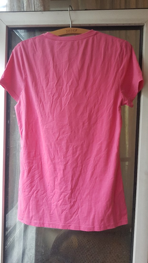 Pembe Baskılı Kısa Kollu Kadın Tişört - Görsel 4