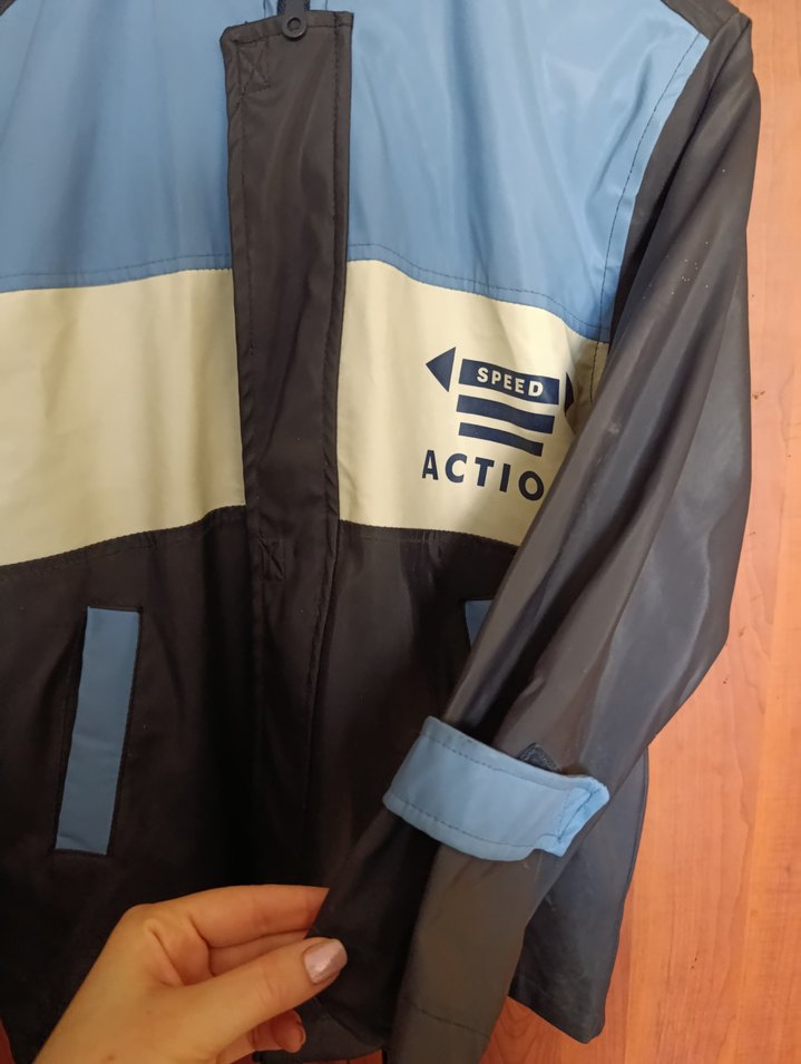 Erkek Çocuk Mavi Düğmeli Street Wear Mont - Görsel 2