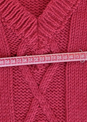 Bordo V Yaka Örgü Kadın Kazak - Görsel 6