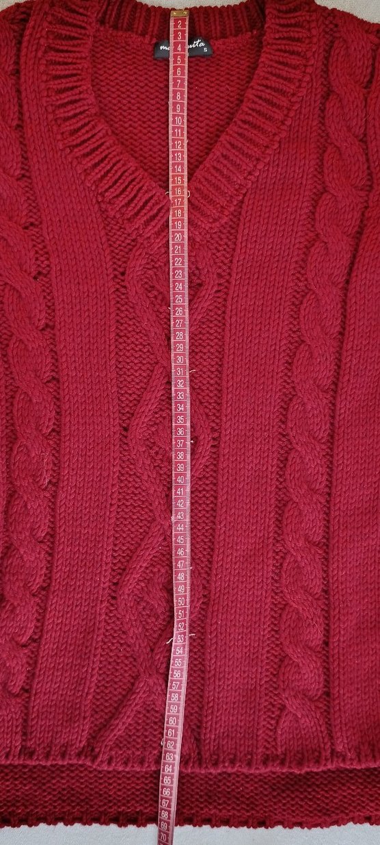 Bordo V Yaka Örgü Kadın Kazak - Görsel 5