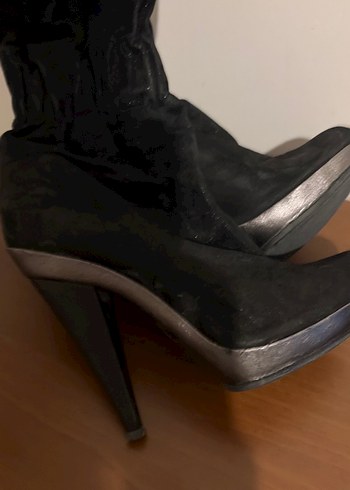 Diğer Kürklü Siyah Parlak Süet Dıego Dolcını Dizüstü Stiletto Çizme