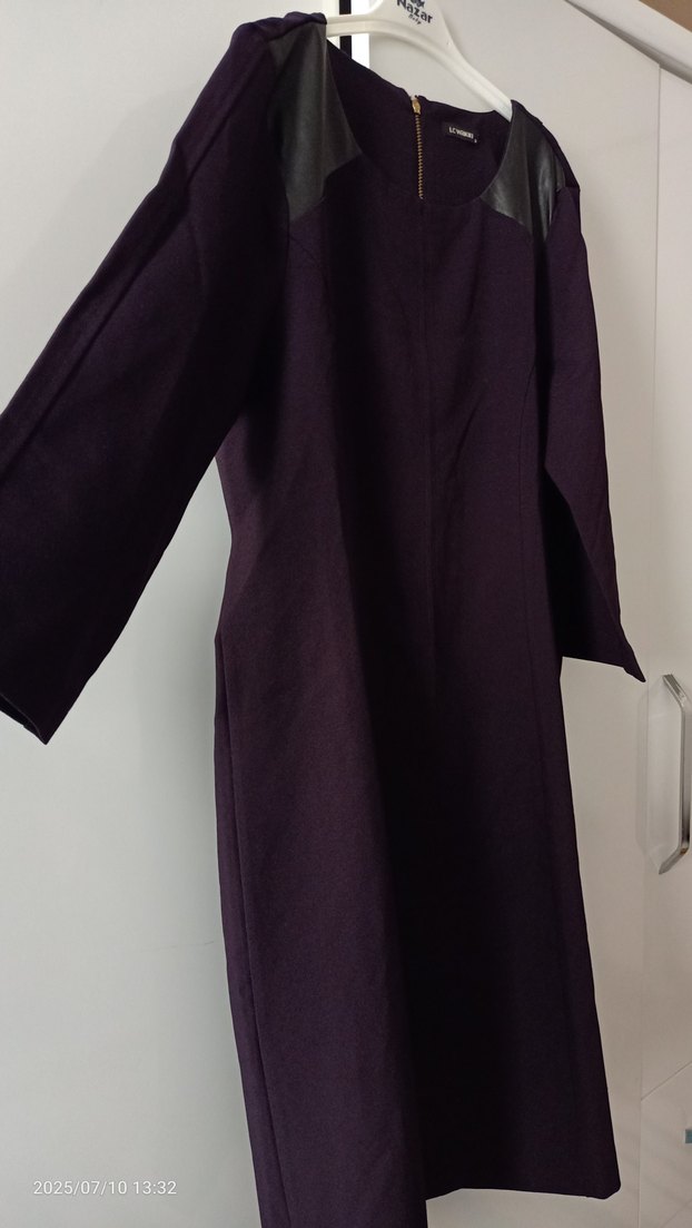 #Lcwaikiki Uzun Mor Ofis Elbisesi, Drapeli, Uzun Kollu - Görsel 3