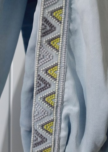 #Tuğba Buz Mavi Nakışlı Tesettür Elbise - Görsel 5