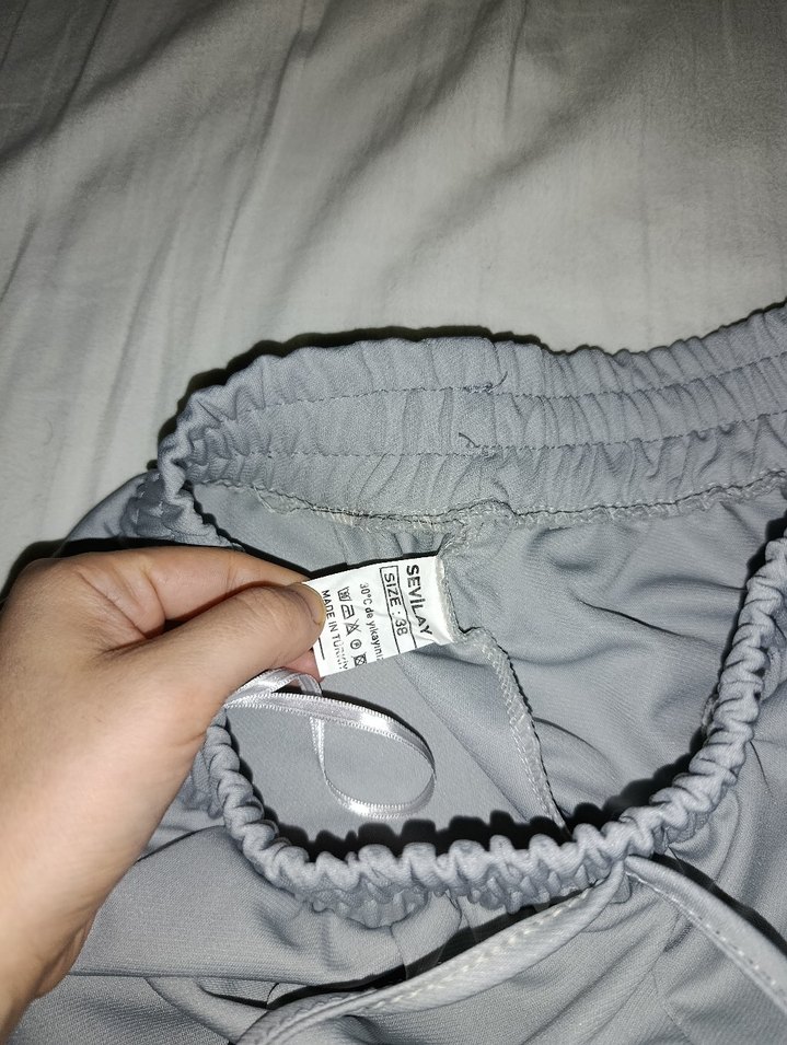 Gri Midi Kadın Kumaş Pantolon - Görsel 4