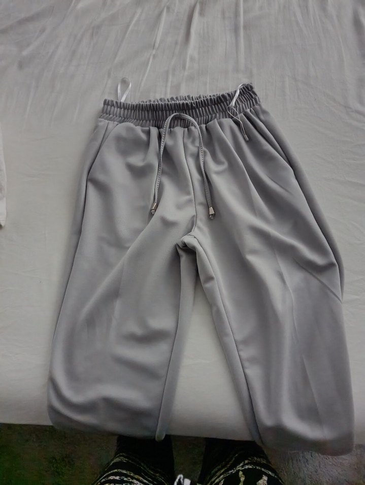 Gri Midi Kadın Kumaş Pantolon - Görsel 2