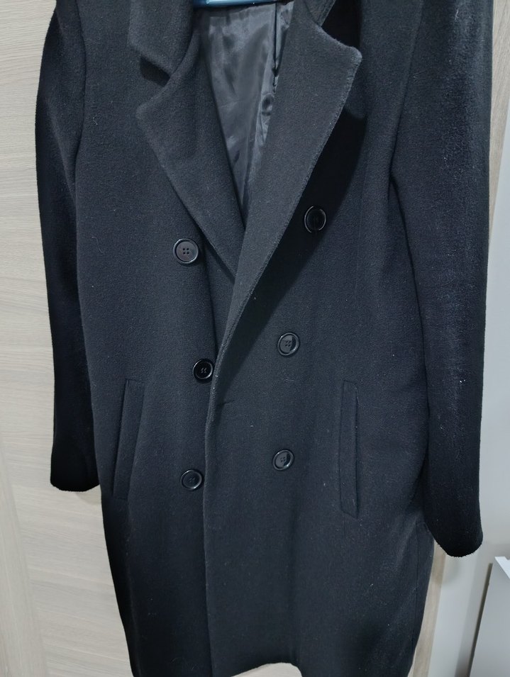 Düğmeli Siyah Midi kadın Kaban - Görsel 3