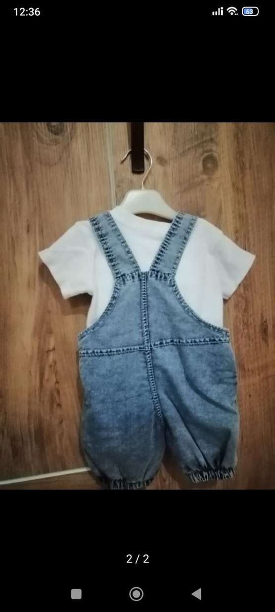 Erkek Çocuk Mavi Kot Şort Tulum - Görsel 2