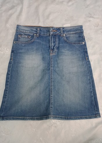 Açık Mavi Denim Mini Etek