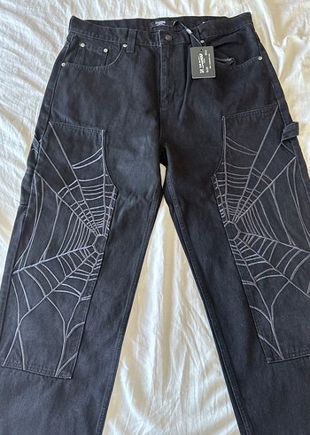 Diğer Jaded London Orumcek Agi Nakisli Siyah Denim Pantolon