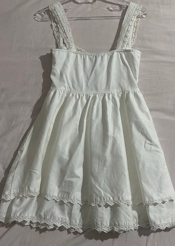 Bershka Bershk Beyaz Vintage Mini Dantel Detaylı Elbise