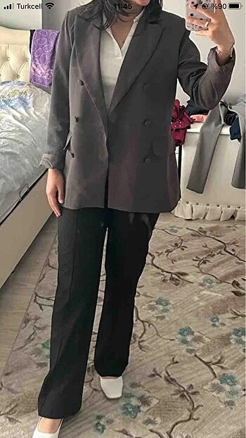 40 Beden gri Renk Blazer ceket