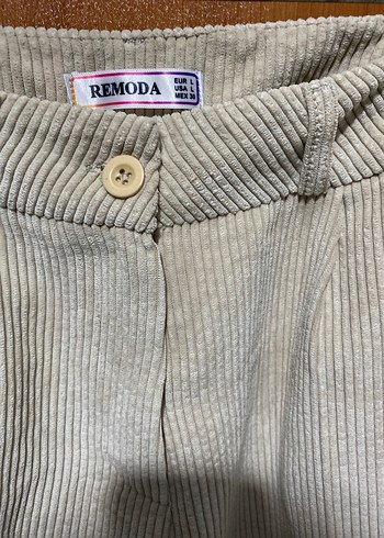 Kadın Bej Keten Kemerli Rahat Pantolon - Görsel 2