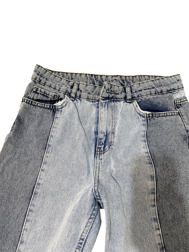 Gri Mavi Bağlamalı Bol Kesim Denim Pantolon - Görsel 2